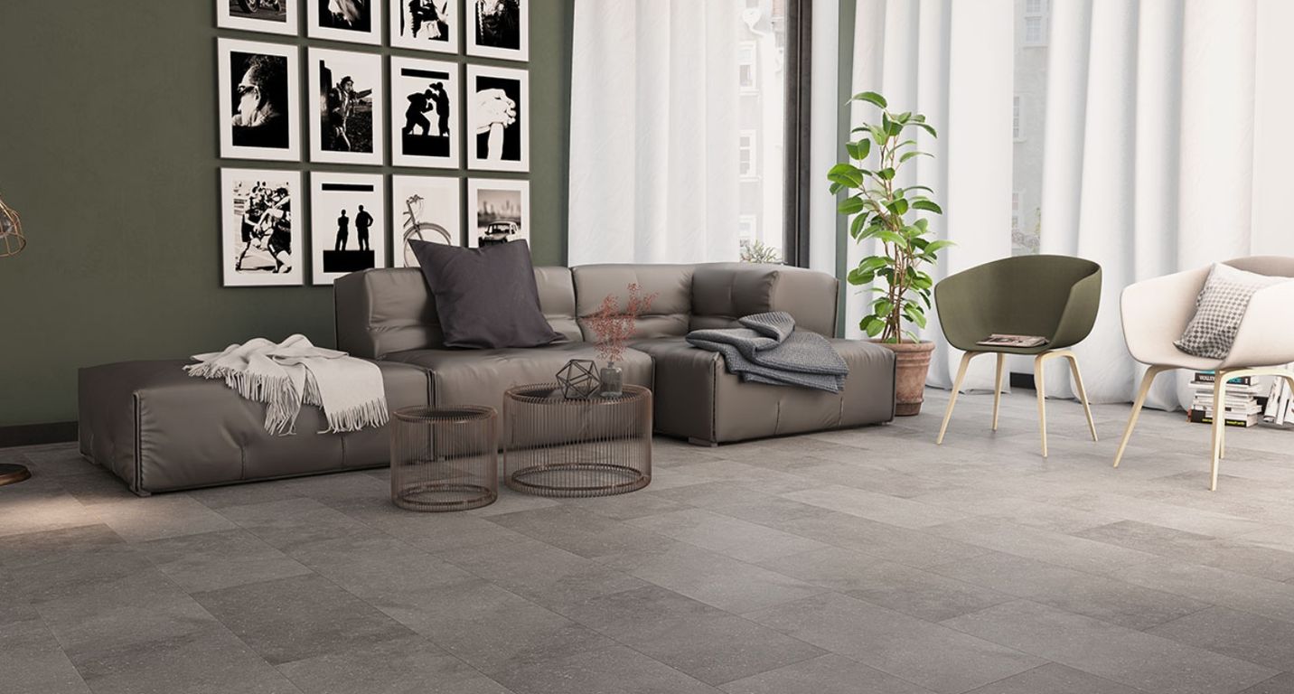 Revêtement minéral composite UNIVERSE TILES, gris foncé, dalle 38.70 x 77.60 cm