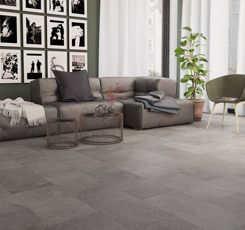 Revêtement minéral composite UNIVERSE TILES, gris foncé, dalle 38.70 x 77.60 cm