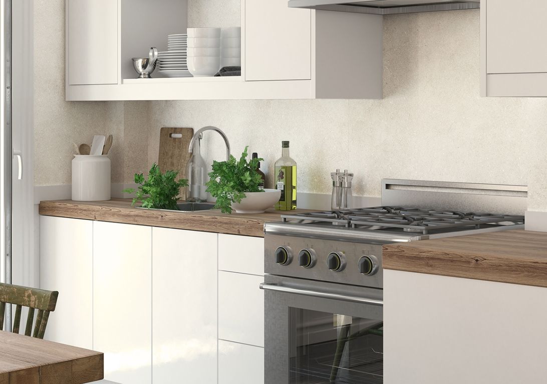 Revêtement minéral composite ENCORE TILES, calcaire, dalle 31.00 x 63.80 cm