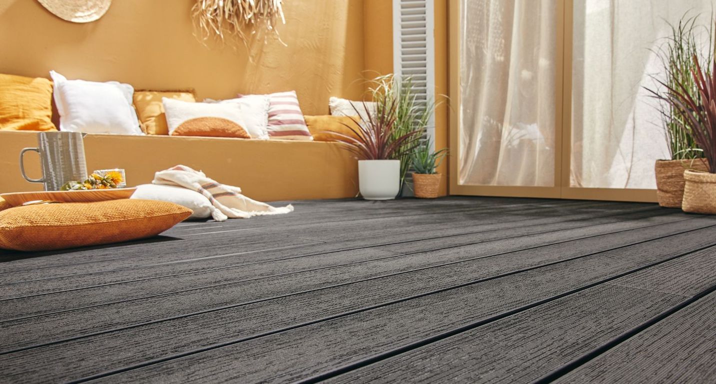 Lame de terrasse BC Gravé & brossé Noir, 2.4M ,l 14.50 x L 240 cm