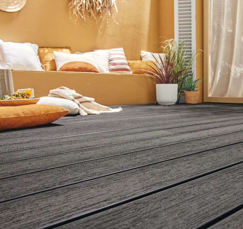 Lame de terrasse BC Gravé & brossé Noir, 2.4M ,l 14.50 x L 240 cm