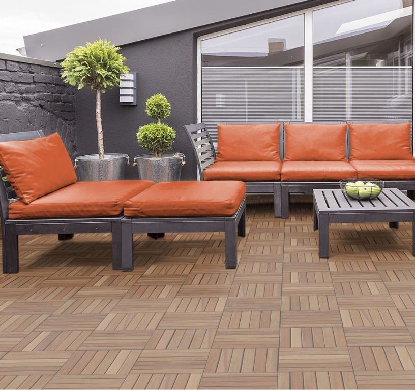 Dalle de terrasse Lot 4 dalles Cumaru, 30x30 ,l 30 x L 30 cm