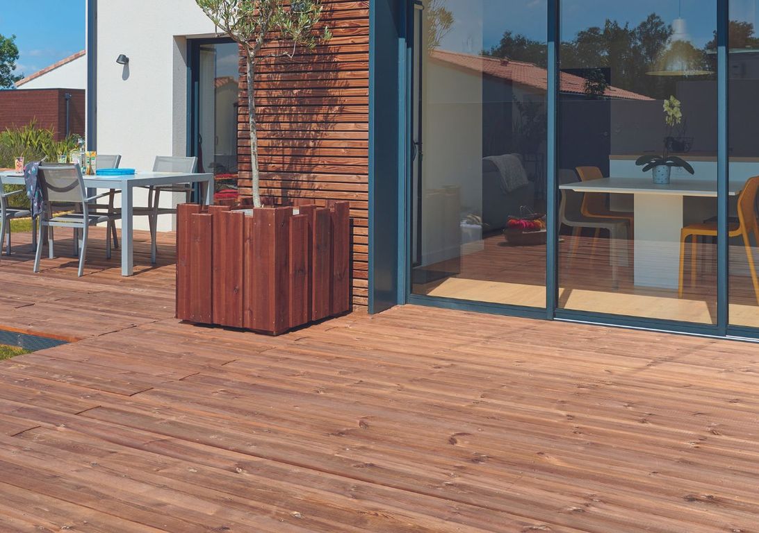 Lame de terrasse Santorin Pin Sylvestre Marron, 2.5M ,l 14.50 x L 250 cm