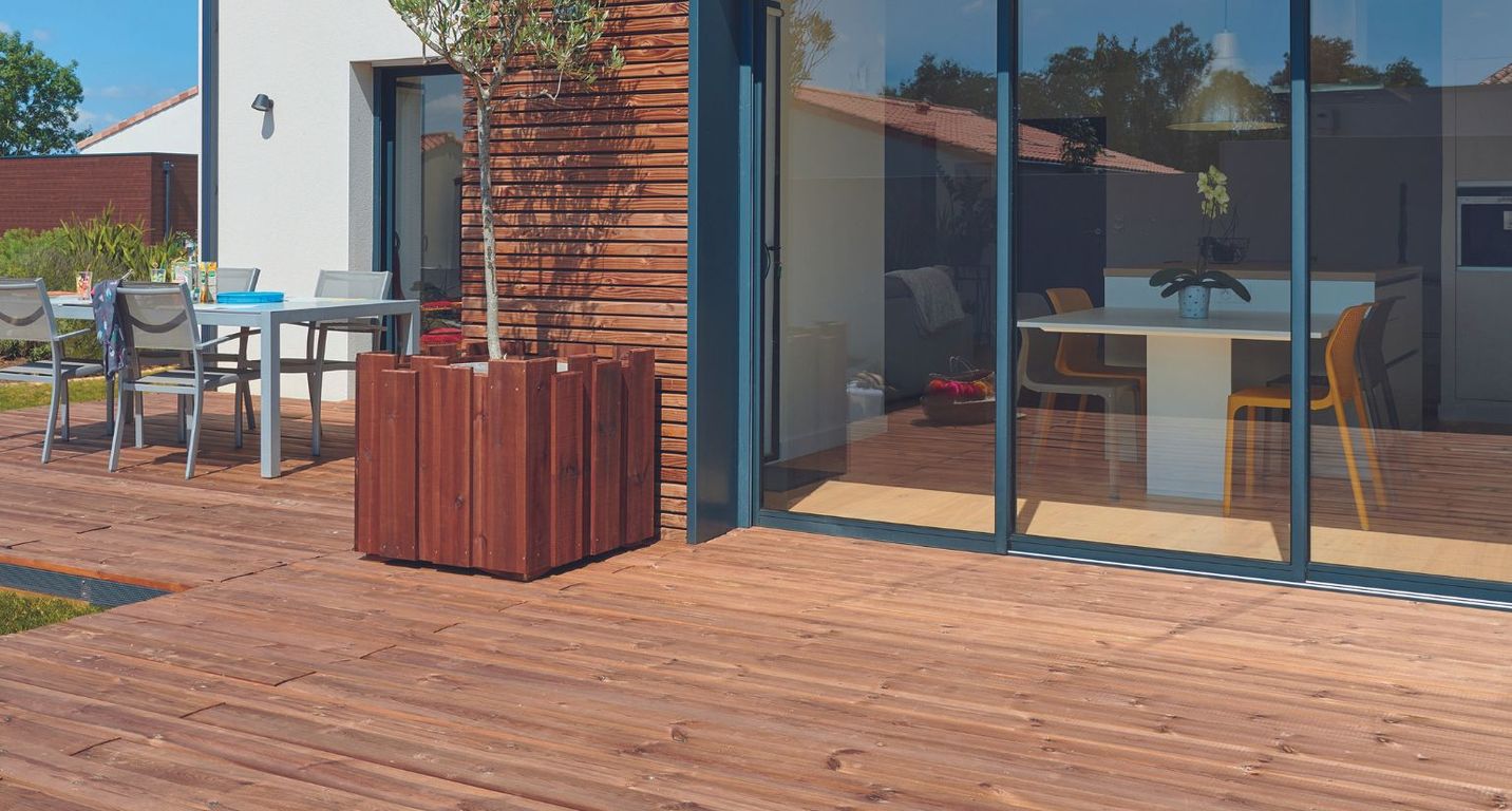 Lame de terrasse Santorin Pin Sylvestre Marron, 2.5M ,l 14.50 x L 250 cm