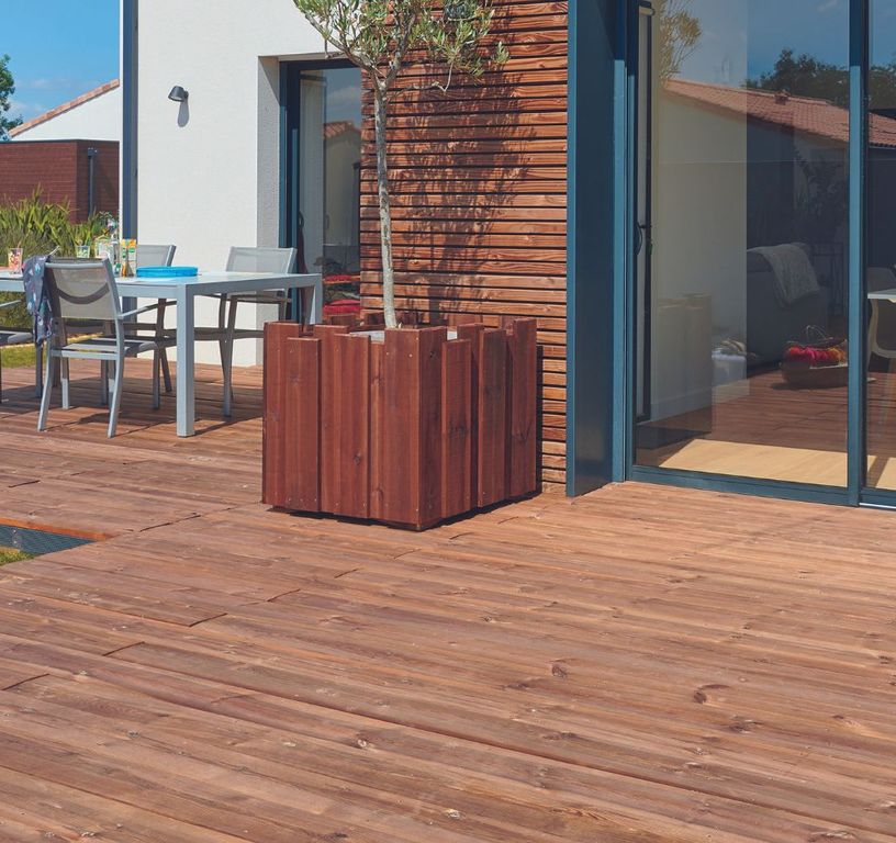 Lame de terrasse Santorin Pin Sylvestre Marron, 2.5M ,l 14.50 x L 250 cm