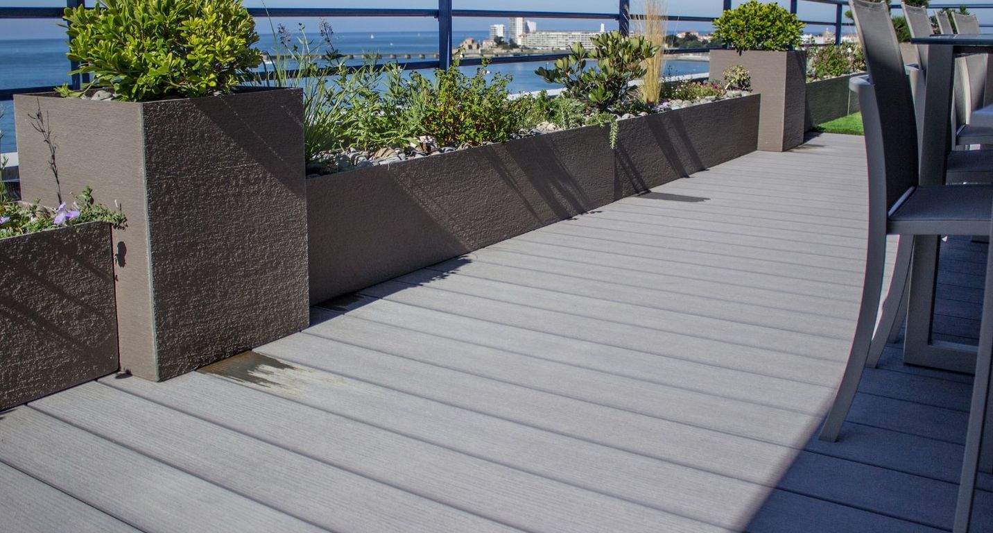 Lame de terrasse BC Gravé Gris, 2.4M ,l 14.50 x L 240 cm