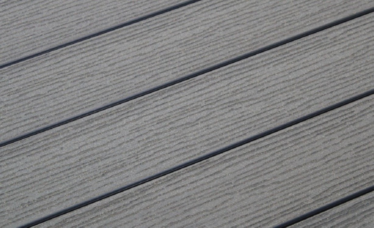Lame de terrasse BC Gravé Gris, bois composite ,l 14.50 x L 240 cm