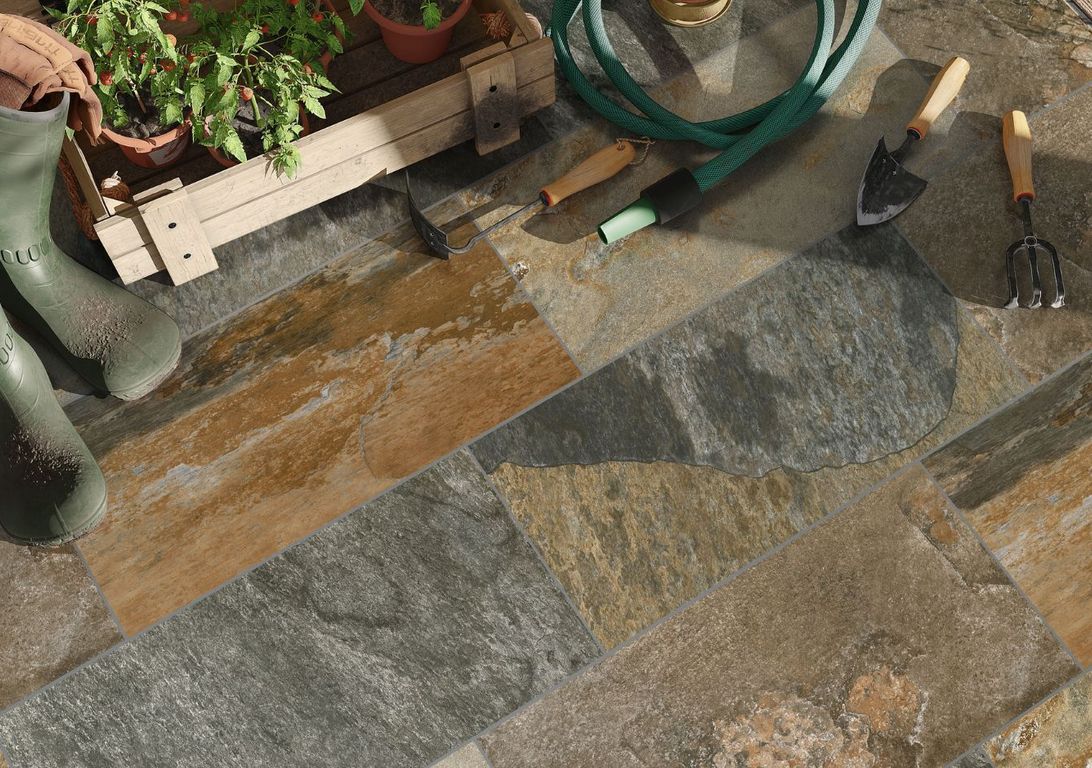 Carrelage ASPEN PIERRE BALI MULTICOLORE, aspect pierre multicolore, dim 30.00 x 60.00 cm