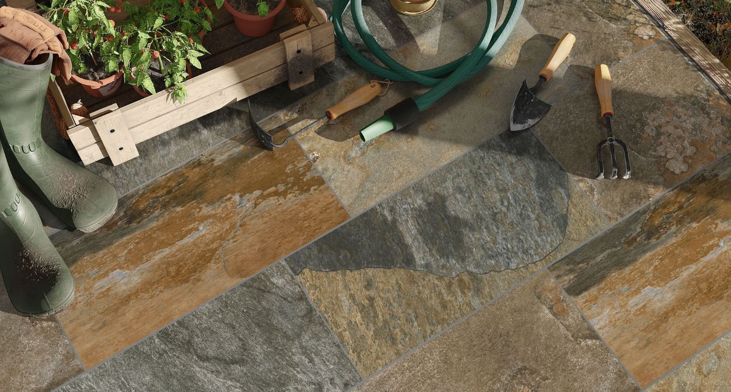 Carrelage ASPEN PIERRE BALI MULTICOLORE, aspect pierre multicolore, dim 30.00 x 60.00 cm