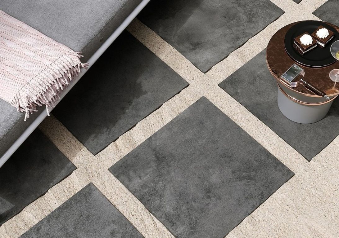 Dalle carrelage 20mm QUESNOY GRIS 20mm, aspect béton gris, dim 60.00 x 60.00 cm