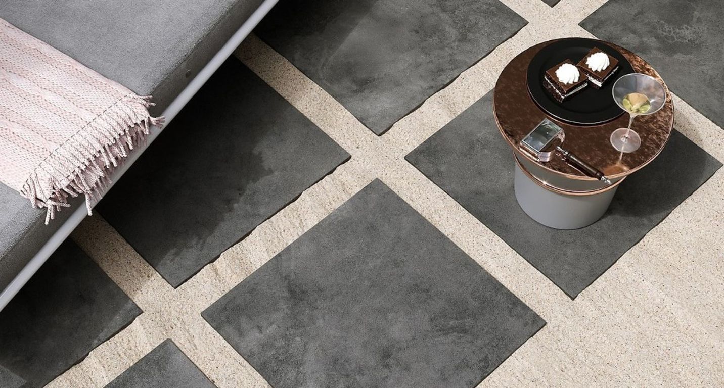 Dalle carrelage 20mm QUESNOY GRIS 20mm, aspect béton gris, dim 60.00 x 60.00 cm