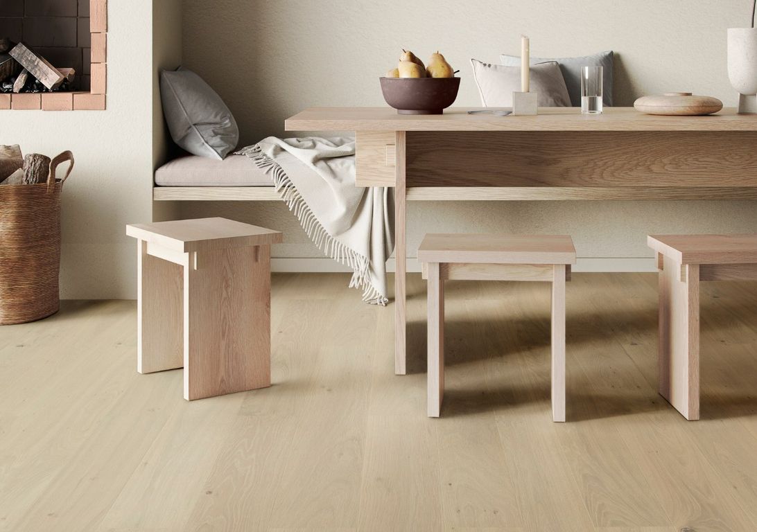 Revêtement sol bois PARKWOOD 185 CHENE COURANT, chêne marron clair, verni breveté, larg. 18.50 cm