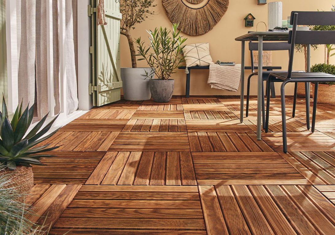 Dalle de terrasse DALLE PIN SANS NOEUD CLASSE 4, 50 x 50 ,l 50 x L 50 cm