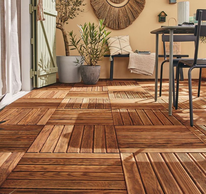 Dalle de terrasse DALLE PIN SANS NOEUD CLASSE 4, 50 x 50 ,l 50 x L 50 cm