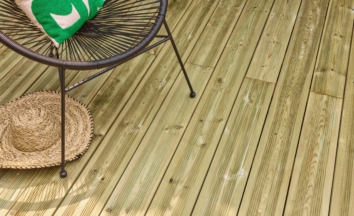 Lame de terrasse PIN SYLVESTRE Réversible , 3M ,l 14.50 x L 300 cm