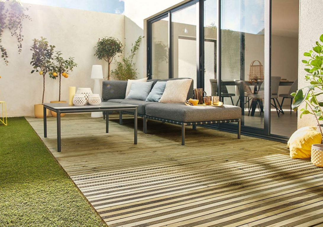 Lame de terrasse PIN MARITIME Réversible, 2.45M ,l 14 x L 245 cm