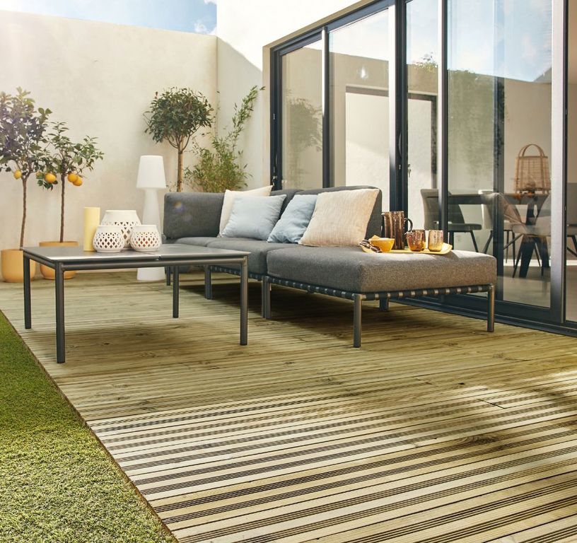 Lame de terrasse PIN MARITIME Réversible, 2.45M ,l 14 x L 245 cm