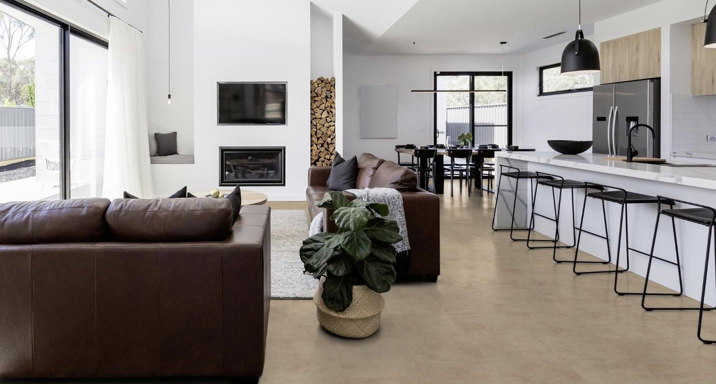 Sol vinyle VIRTUO 55 RIGID ACOUSTIC DALLE Gerflor, Pierre tavla beige, dalle 39.90 x 73.00 cm