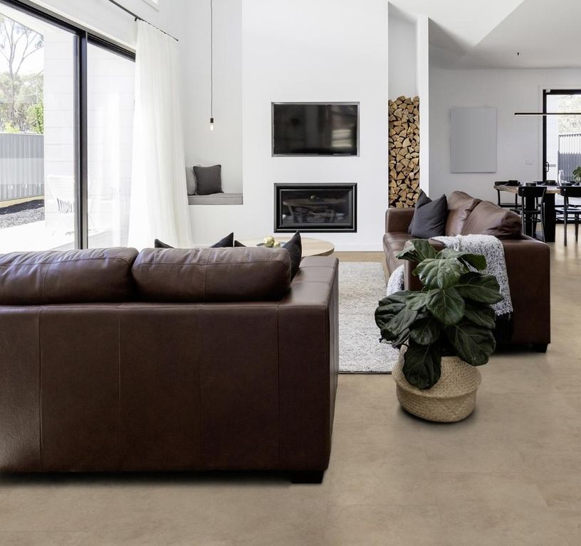 Sol vinyle VIRTUO 55 RIGID ACOUSTIC DALLE Gerflor, Pierre tavla beige, dalle 39.90 x 73.00 cm