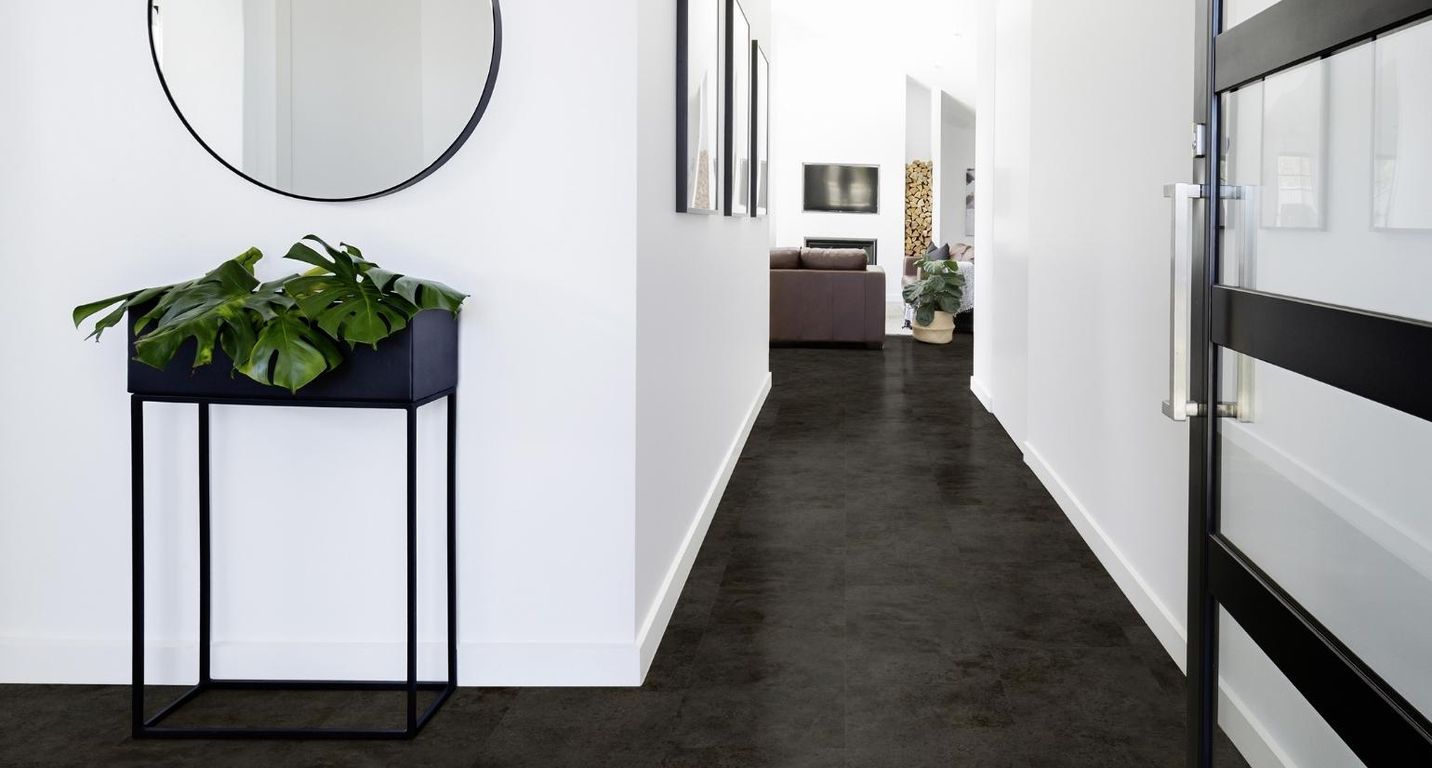 Sol vinyle VIRTUO 55 RIGID ACOUSTIC DALLE Gerflor, Pierre tavla dark, dalle 39.90 x 73.00 cm