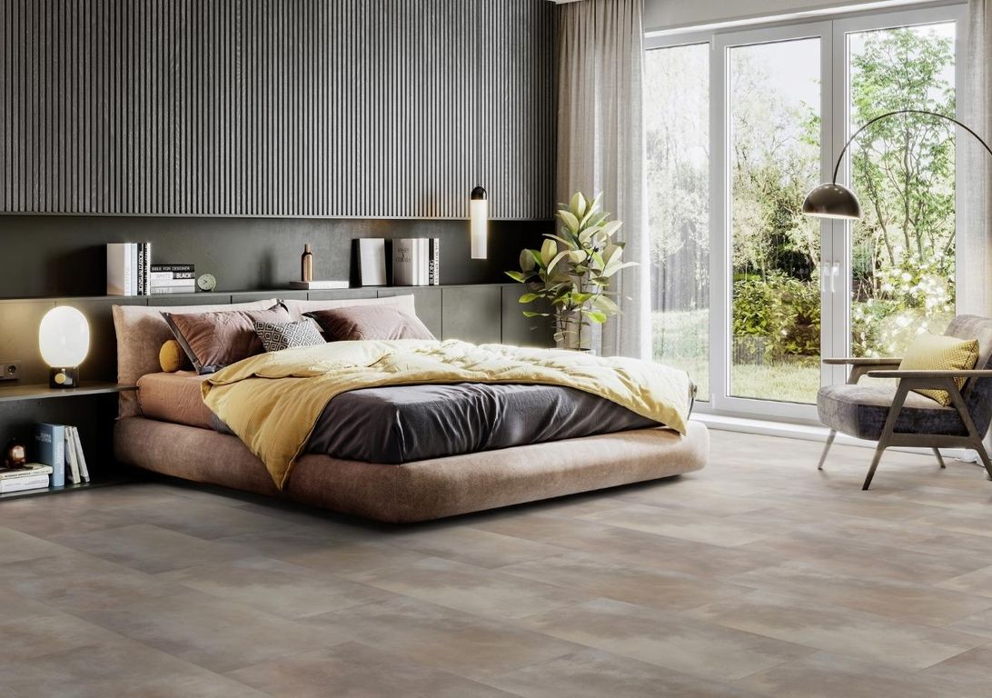 Sol vinyle VIRTUO 55 RIGID ACOUSTIC DALLE Gerflor, Pierre acuarela taupe, dalle 39.90 x 73.00 cm
