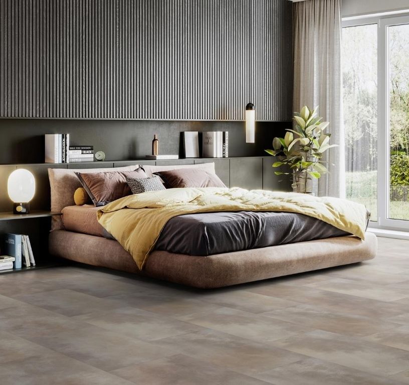 Sol vinyle VIRTUO 55 RIGID ACOUSTIC DALLE Gerflor, Pierre acuarela taupe, dalle 39.90 x 73.00 cm