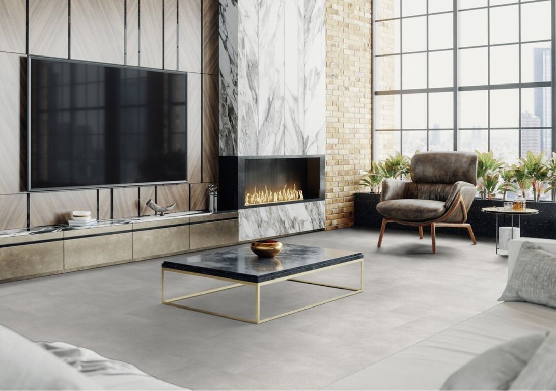 Sol vinyle VIRTUO 55 RIGID ACOUSTIC DALLE Gerflor, Béton latina clear, dalle 39.90 x 73.00 cm