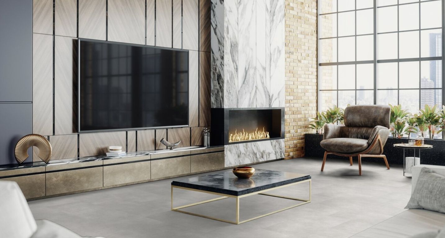 Sol vinyle VIRTUO 55 RIGID ACOUSTIC DALLE Gerflor, Béton latina clear, dalle 39.90 x 73.00 cm