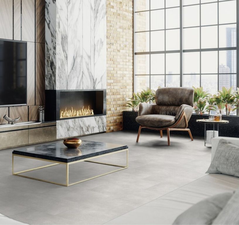 Sol vinyle VIRTUO 55 RIGID ACOUSTIC DALLE Gerflor, Béton latina clear, dalle 39.90 x 73.00 cm