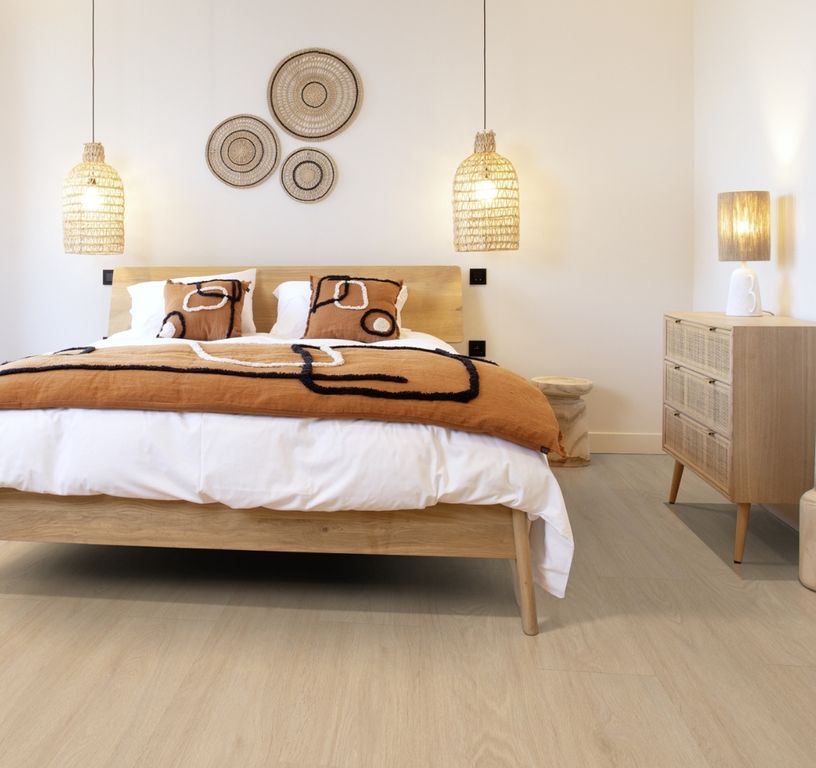 Sol vinyle VIRTUO 55 RIGID ACOUSTIC XL Gerflor, Bois blomma beige, lame 22.90 x 149.20 cm