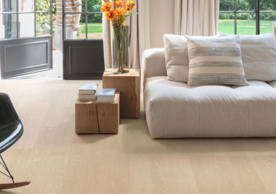 Sol vinyle ALPHA VINYL BLOS Quick Step, Bois chêne baratte, lame 18.90 x 125.10 cm