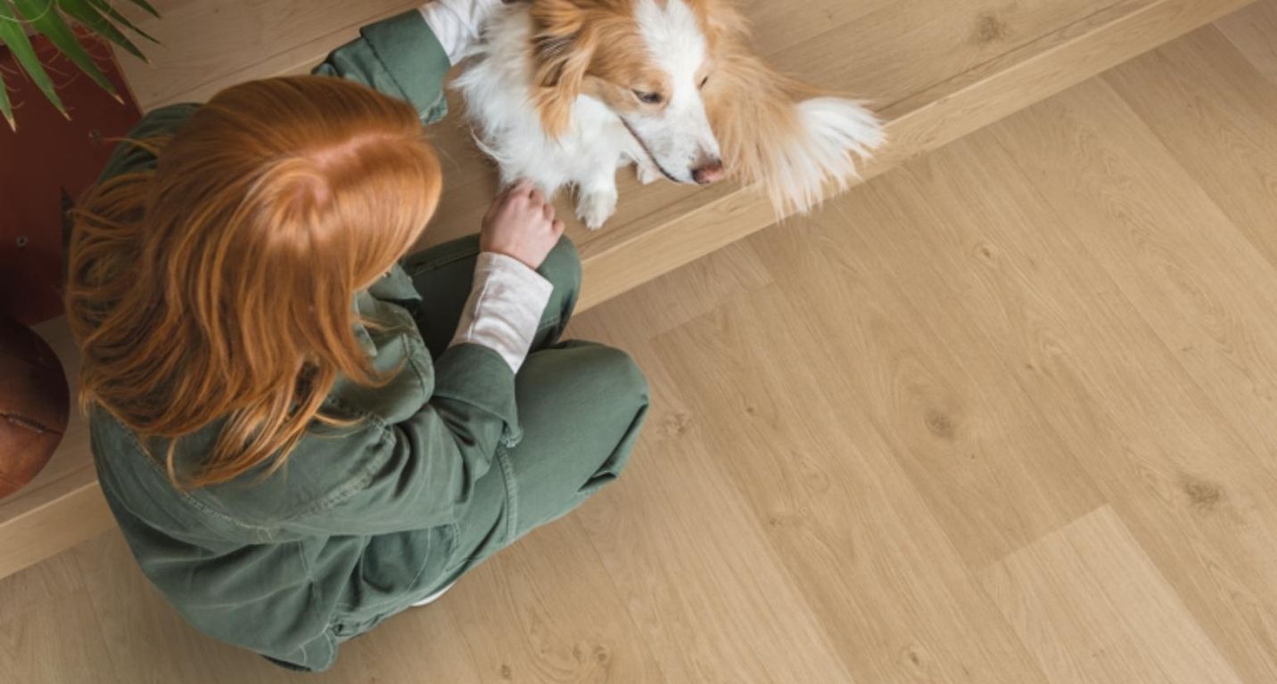 Sol vinyle ALPHA VINYL BLOS Quick Step, Bois chêne littoral beige, lame 18.90 x 125.10 cm