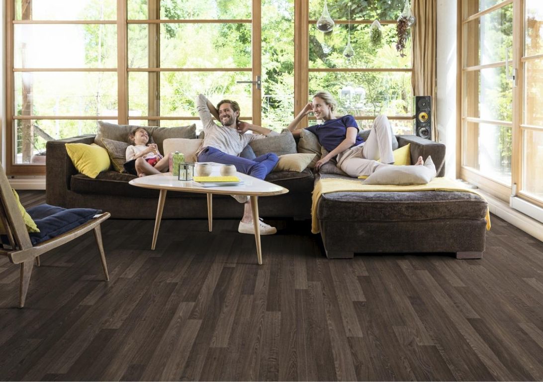Sol vinyle rouleau TEXLINE NATURE 4M Gerflor, Bois marron foncé, rouleau 4.00 m