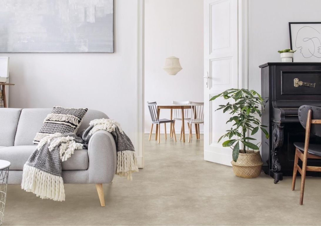 Sol vinyle rouleau TEXLINE NATURE 3M Gerflor, Béton gris beige, rouleau 3.00 m