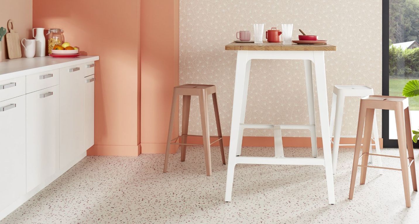 Sol vinyle rouleau TEXLINE NATURE 3M Gerflor, Motif confetti beige, rouleau 3.00 m