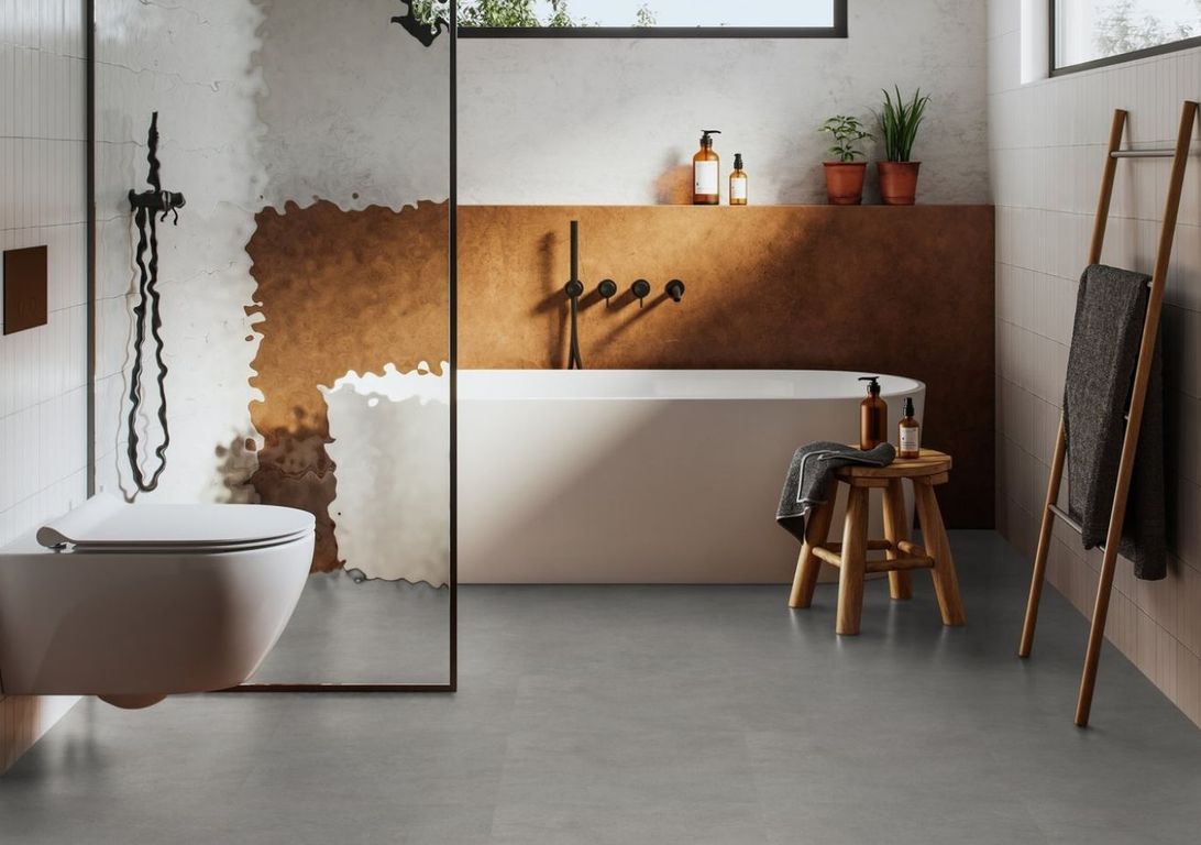 Sol vinyle rouleau TEXLINE NATURE 3M Gerflor, Béton shade light grey, rouleau 3.00 m