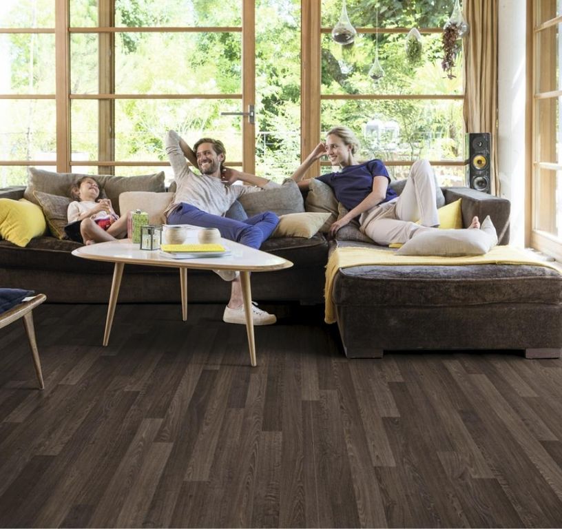 Sol vinyle rouleau TEXLINE NATURE 2M Gerflor, Bois marron foncé, rouleau 2.00 m