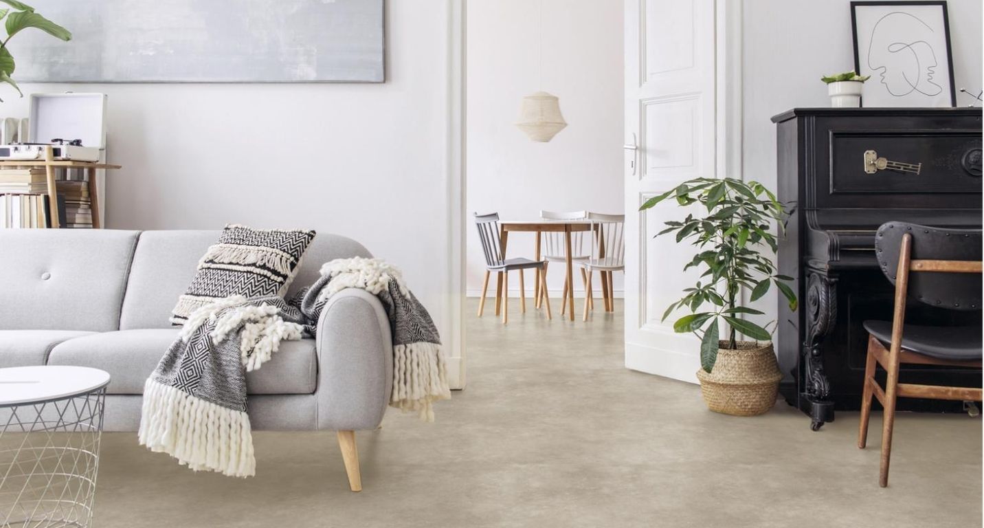 Sol vinyle rouleau TEXLINE NATURE 2M Gerflor, Béton gris beige, rouleau 2.00 m