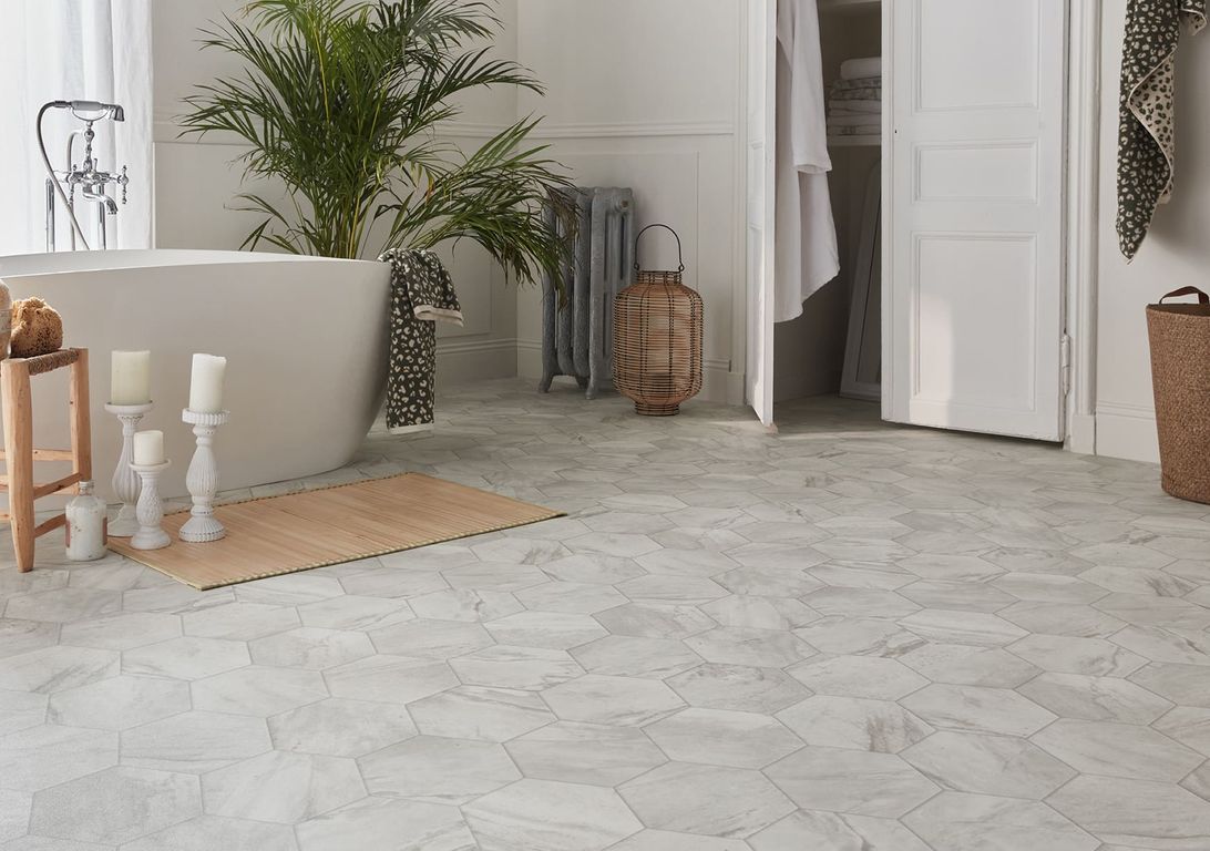 Sol vinyle rouleau TEXLINE NATURE 2M Gerflor, Carrelage crème, rouleau 2.00 m