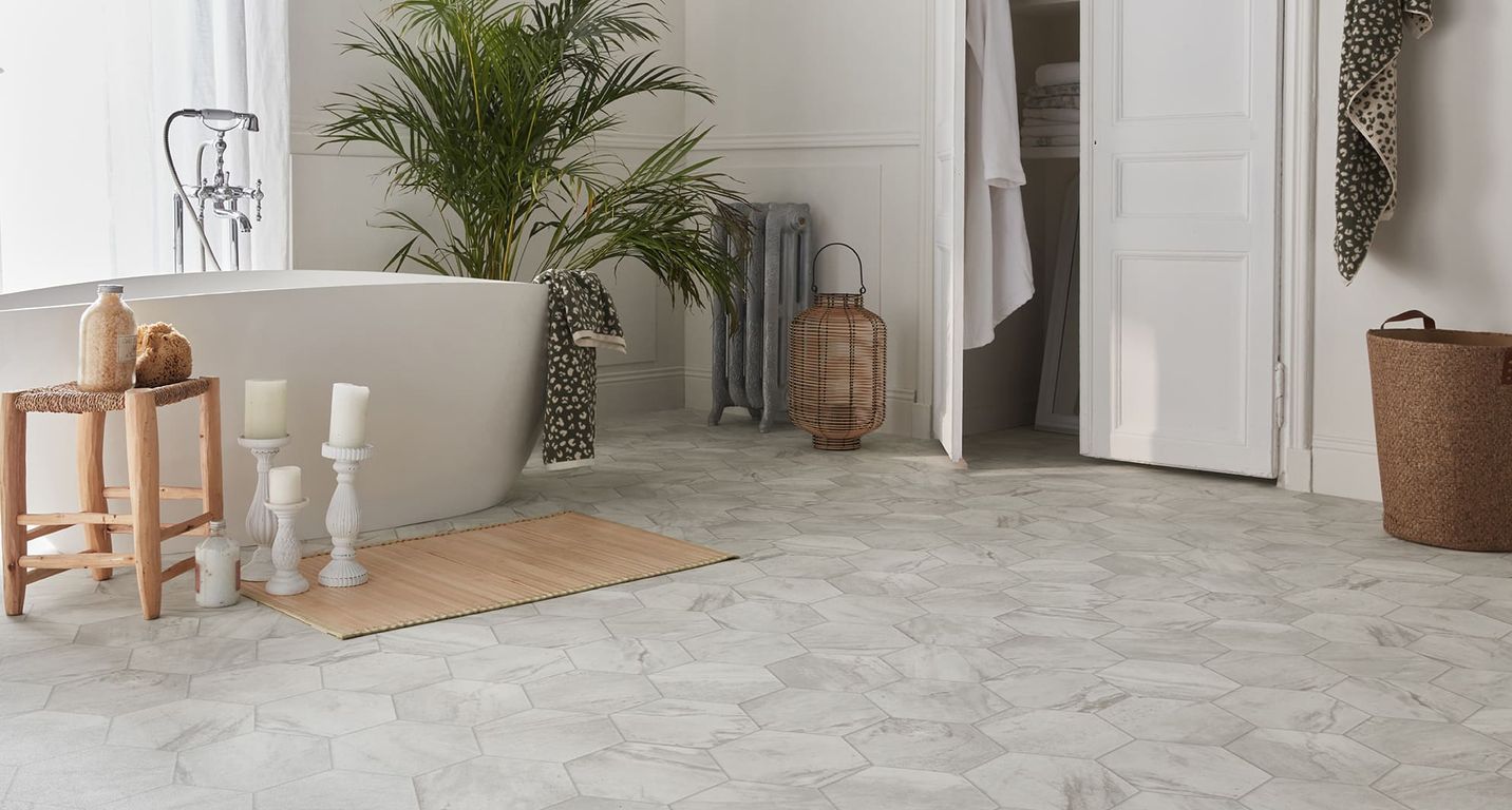 Sol vinyle rouleau TEXLINE NATURE 2M Gerflor, Carrelage crème, rouleau 2.00 m