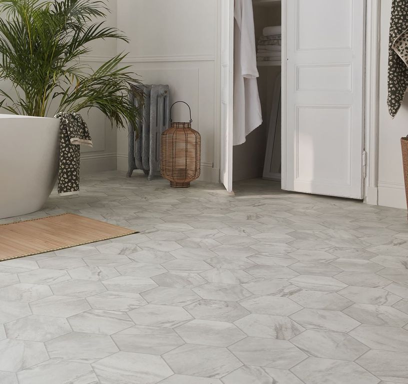 Sol vinyle rouleau TEXLINE NATURE 2M Gerflor, Carrelage crème, rouleau 2.00 m