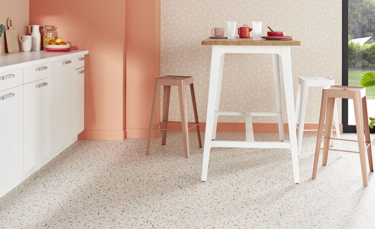 Sol vinyle rouleau TEXLINE NATURE 2M Gerflor, Motif confetti beige, rouleau 2.00 m