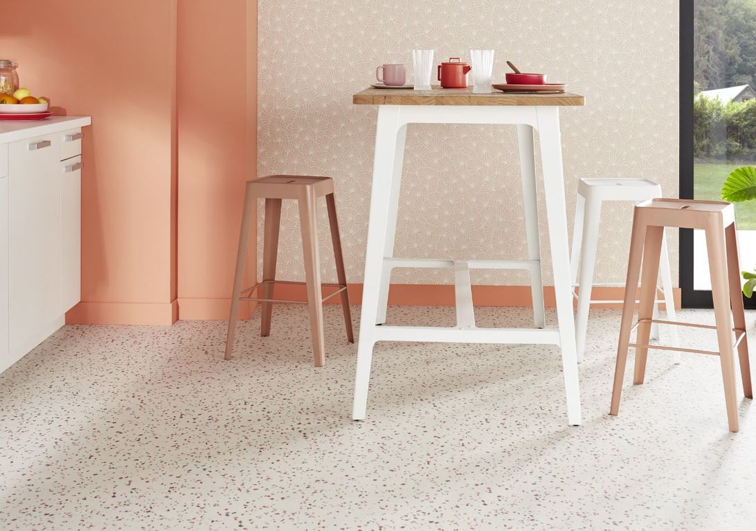 Sol vinyle rouleau TEXLINE NATURE 2M Gerflor, Motif confetti beige, rouleau 2.00 m