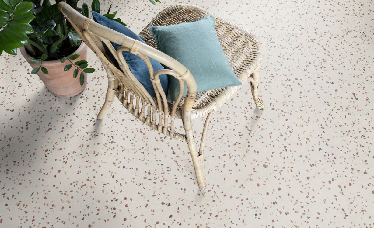 Sol vinyle rouleau TEXLINE NATURE 2M Gerflor, Motif confetti beige, rouleau 2.00 m