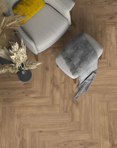 Sol stratifié MANOR BATON ROMPU , aspect Bois marron, lame 13.10 x 64.30 cm