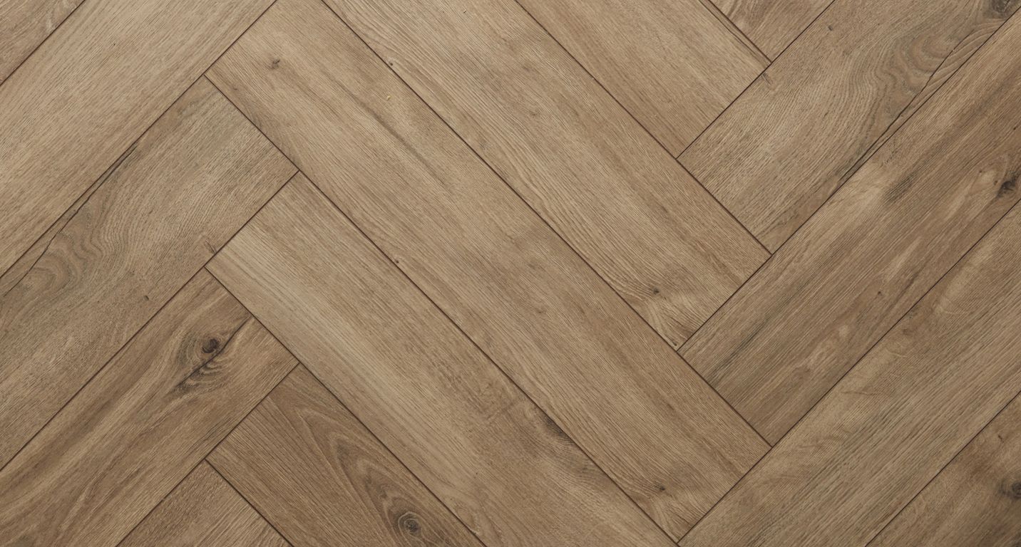 Sol stratifié MANOR BATON ROMPU , aspect Marqueterie marron clair, lame 13.10 x 64.30 cm