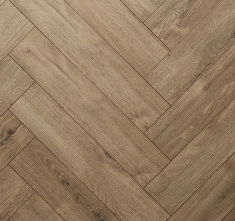 Sol stratifié MANOR BATON ROMPU , aspect Marqueterie marron clair, lame 13.10 x 64.30 cm