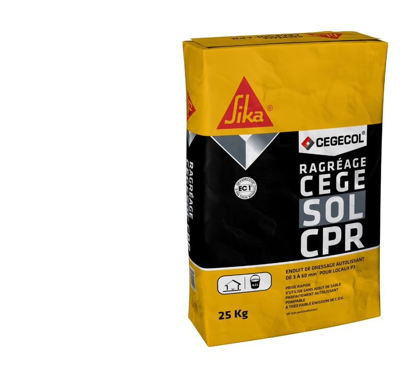 Enduit de ragréage  CEGECOL CEGESOL CPR Bg ,  25.00 kg