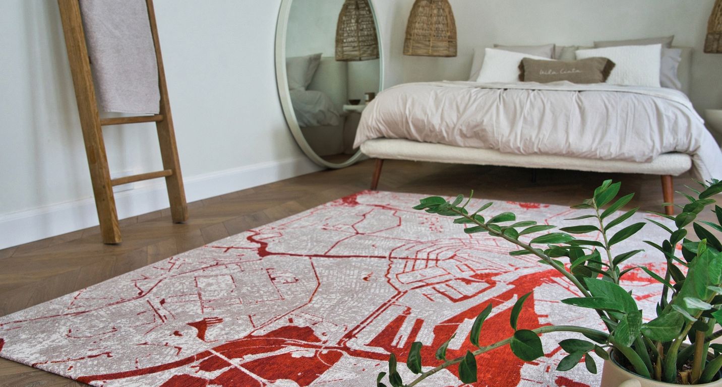 Tapis AMSTERDAM Louis De Poortere, graphique  Orange Cut