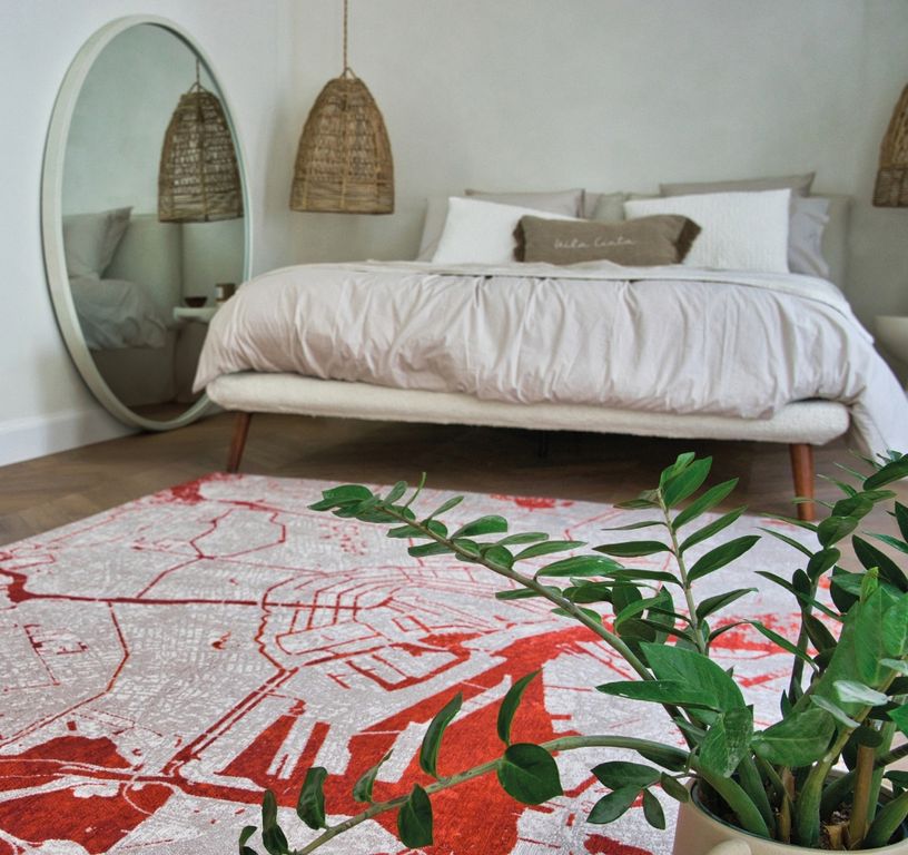 Tapis AMSTERDAM Louis De Poortere, graphique  Orange Cut